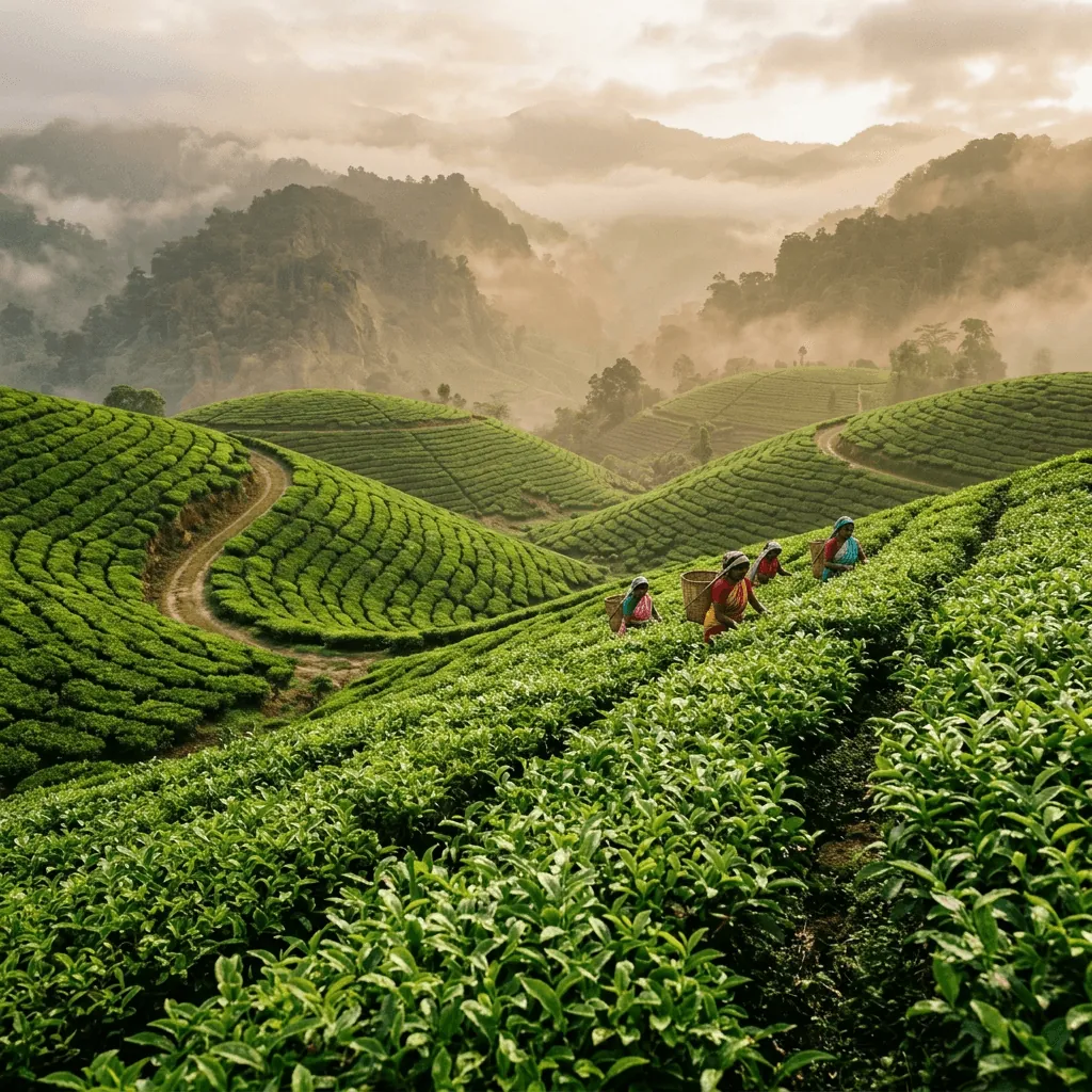 Tea gardens in the hills of India